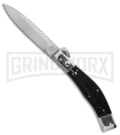 Lepre 10' Ebony Wood Picklock Automatic Knife Fileworked - Satin Plain