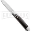 AKC 8" Italian Stiletto Dark Horn Leverlock Automatic Knife - Flat Grind