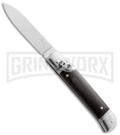 AKC 8" Italian Stiletto Dark Horn Leverlock Automatic Knife - Flat Grind