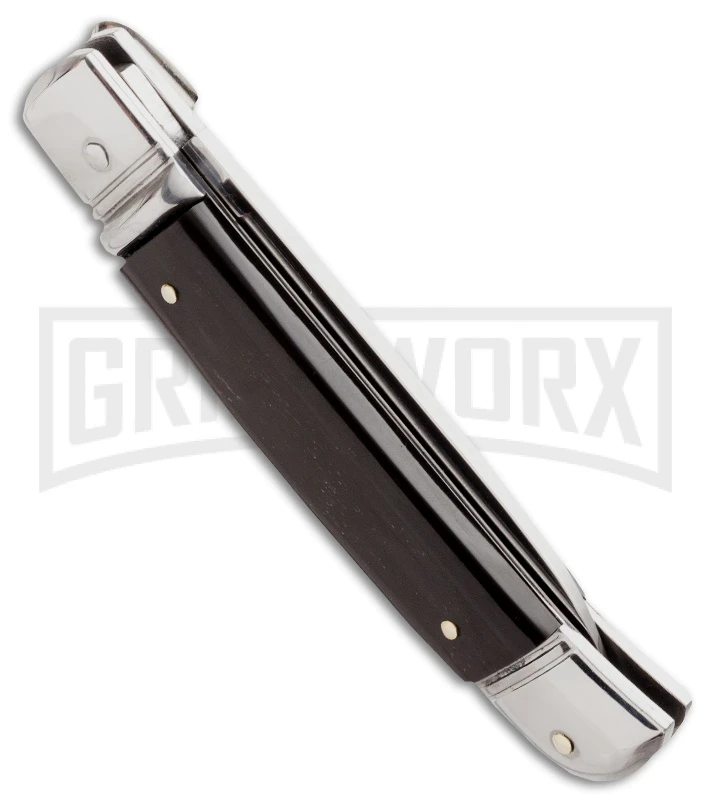 AKC 8" Italian Stiletto Dark Horn Leverlock Automatic Knife - Flat Grind 4 AKC 8" Italian Stiletto Dark Horn Leverlock Automatic Knife - Flat Grind - Image 2