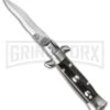 SKM 4.5" Italian Mini Stiletto Dark Horn Automatic Knife - Satin Kris