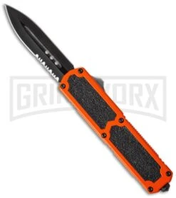 Titan D/A OTF Orange Automatic Knife - Black Dagger Serr