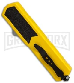 Titan Yellow D/A OTF Automatic Knife - Tanto Black Serr -Featured Knife Shop titan yellow tanto BP er side large