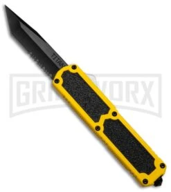 Titan Yellow D/A OTF Automatic Knife - Tanto Black Serr